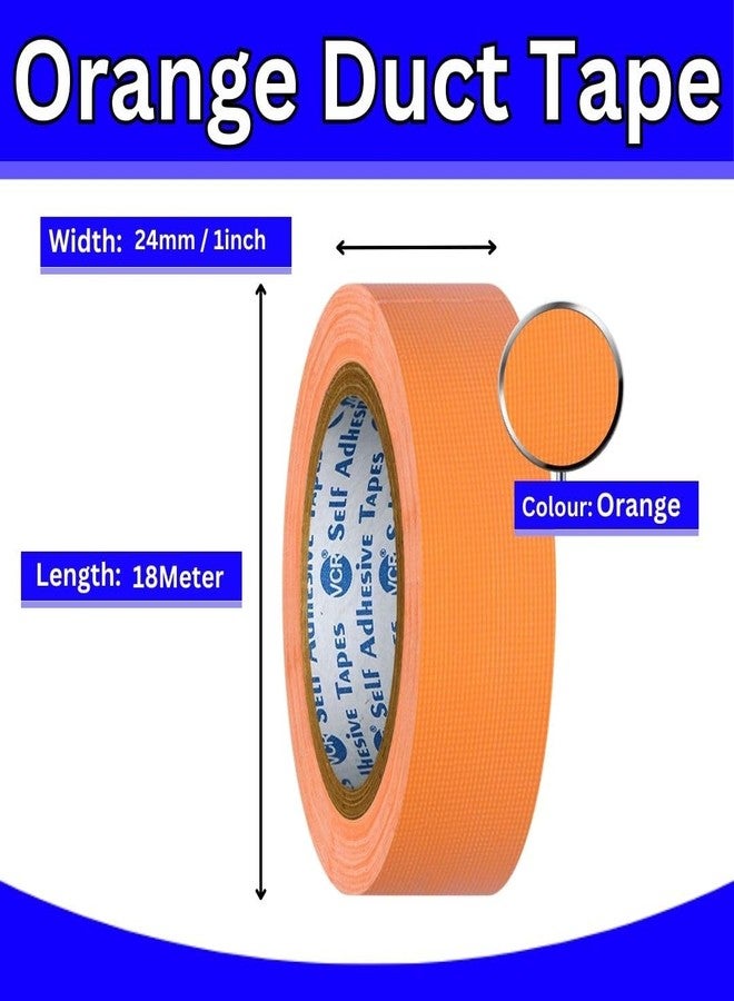 VCR Orange Duct Tape - 18 Meters in Length 24mm / 1" Width - 1 Roll Per Pack - Strong Book Binding Tape - Waterproof Heavy Duty Duct Tape - Image 5